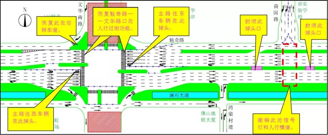 8月7日零时起，魁奇路（文华南路-荷园路）的部分交通有调