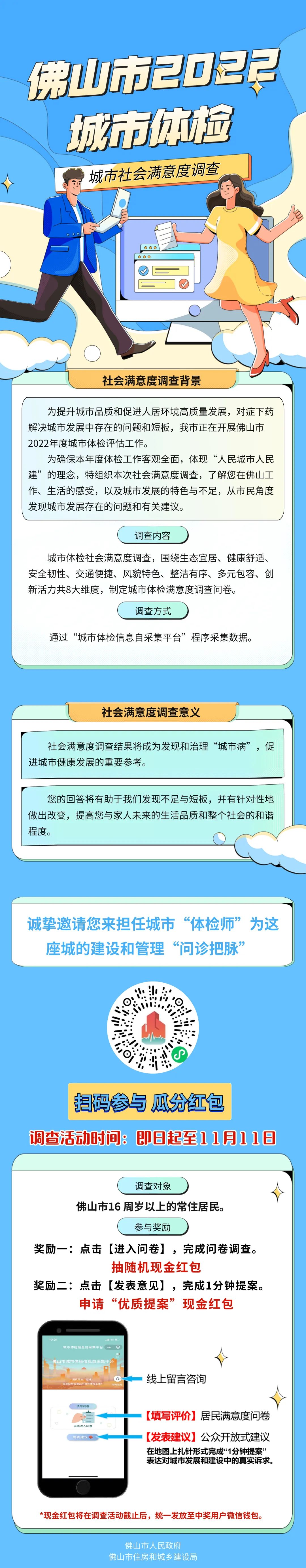 佛山市2022年城市体检社会满意度调查线上采集开始了