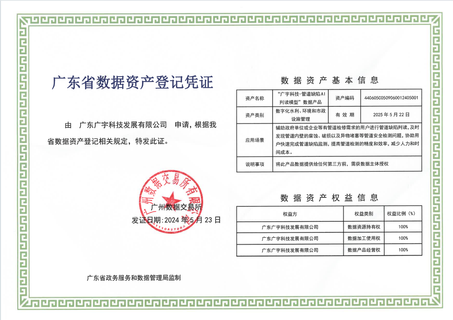 重磅 | 广宇科技荣获管道检测行业首张数据资产认证